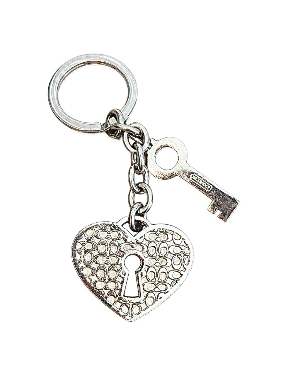 COACH Miranda Signature Heart Lock & Key Keychain